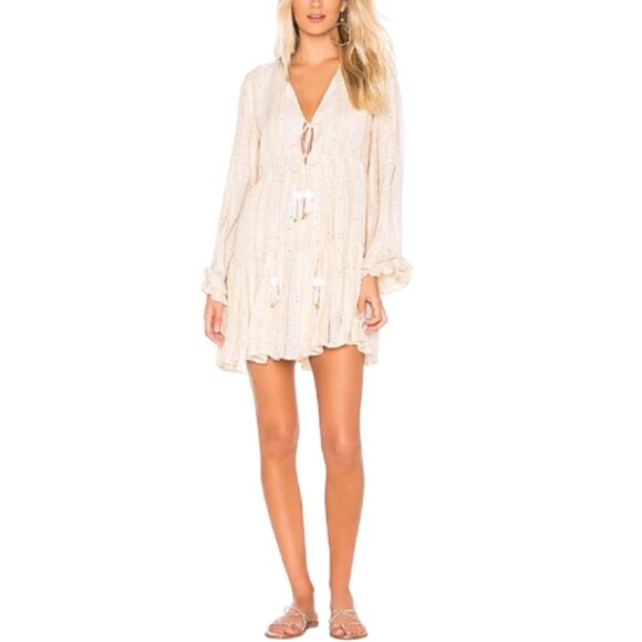 Sundress Women's Neo Short Petra Sand & White Sequined Mini Dress Size M/L - Picture 1 of 6